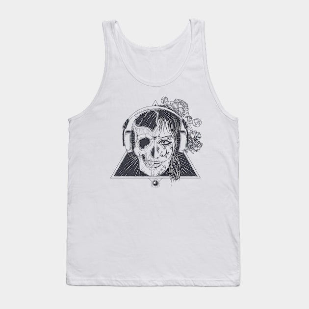 Dj Skull Girl Tank Top by attire zone